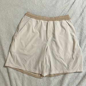 tan/cream lulu lemon men’s shorts